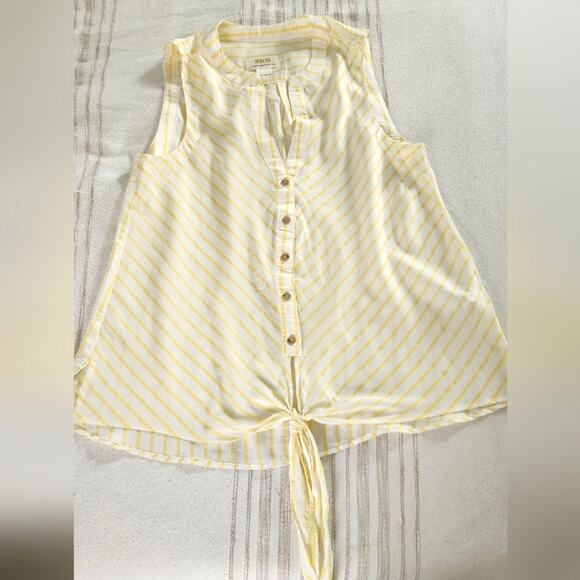 Anthropologie Maeve Yellow White Striped Sleeveless Tank Blouse Size 2 - Picture 1 of 9